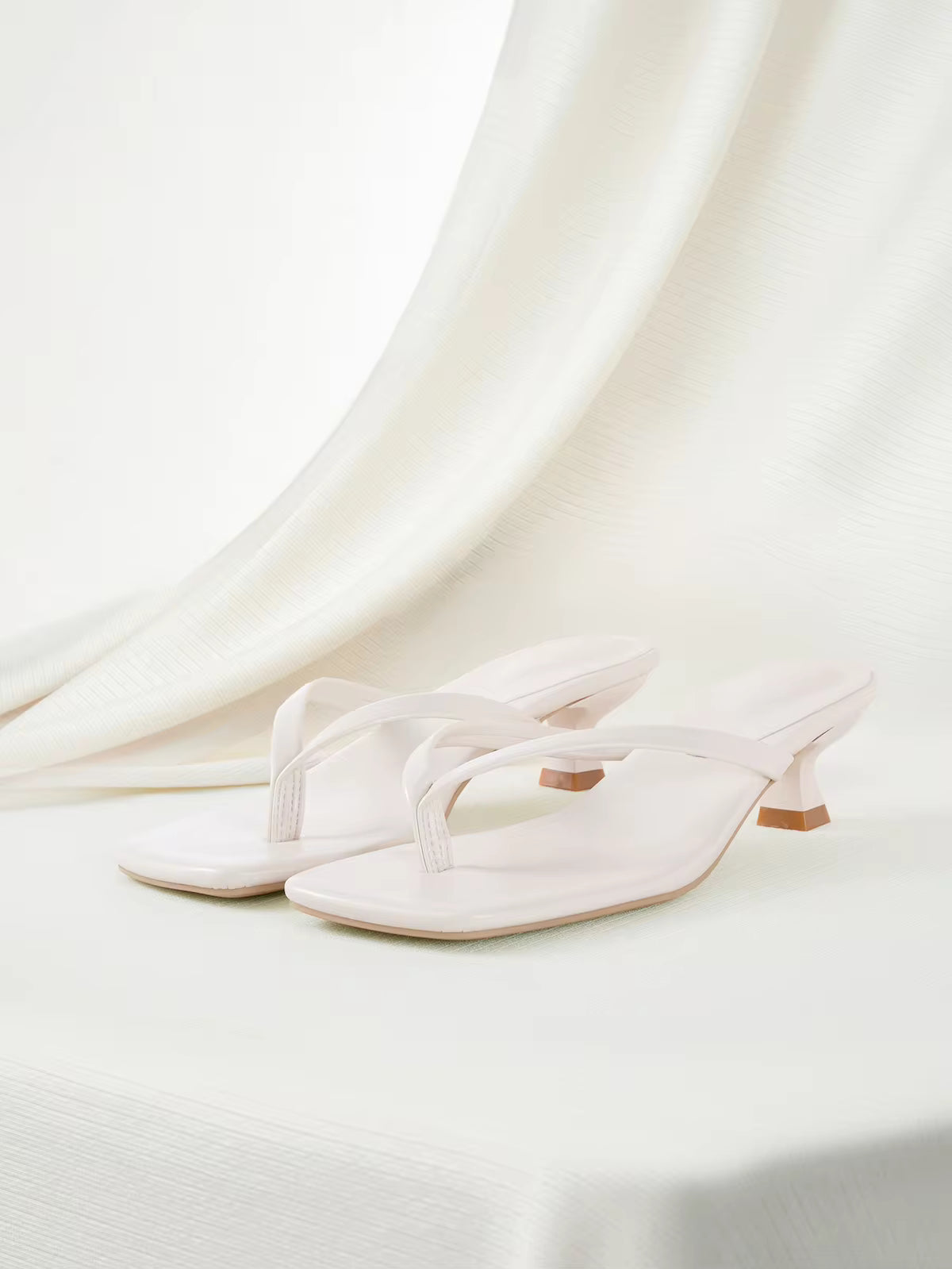 Clariva Summer New Arrival Women's Solid Color Slippers, Elegant Vacation Shoes, Casual Beach High Heels Sandals, Fashionable Easy-On Heels For Dress